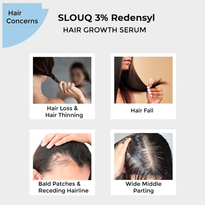 Slouq Hair Growth Serum Concentrate - 3% Redensyl, 3% Anagain, 3% Baicapil, 1% Rosemary, Biotin, Plant Keratin - Hair Growth Serum for Men &amp; Women - 30ml