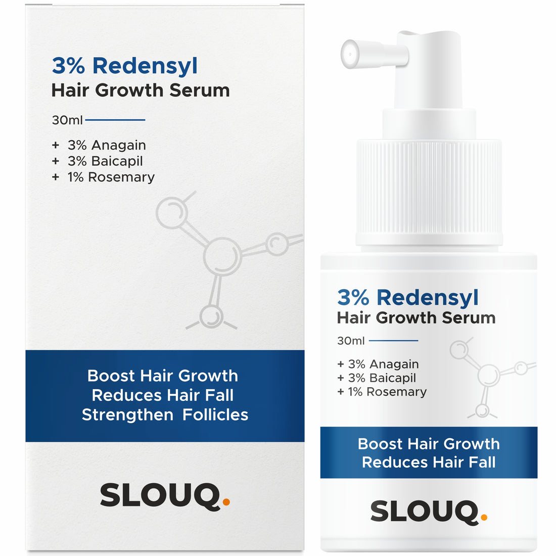 Slouq Hair Growth Serum Concentrate - 3% Redensyl, 3% Anagain, 3% Baicapil, 1% Rosemary, Biotin, Plant Keratin - Hair Growth Serum for Men &amp; Women - 30ml